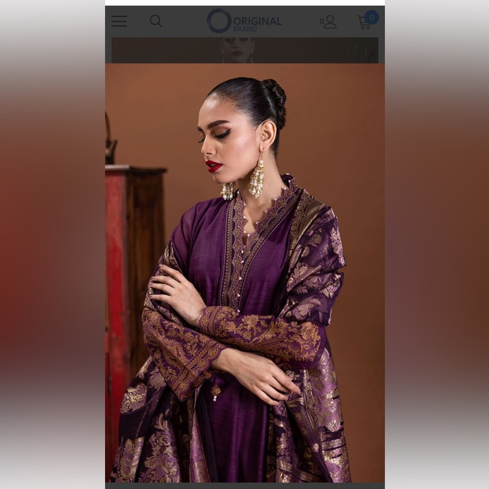 Elegant Purple and Gold Embroidered Dress